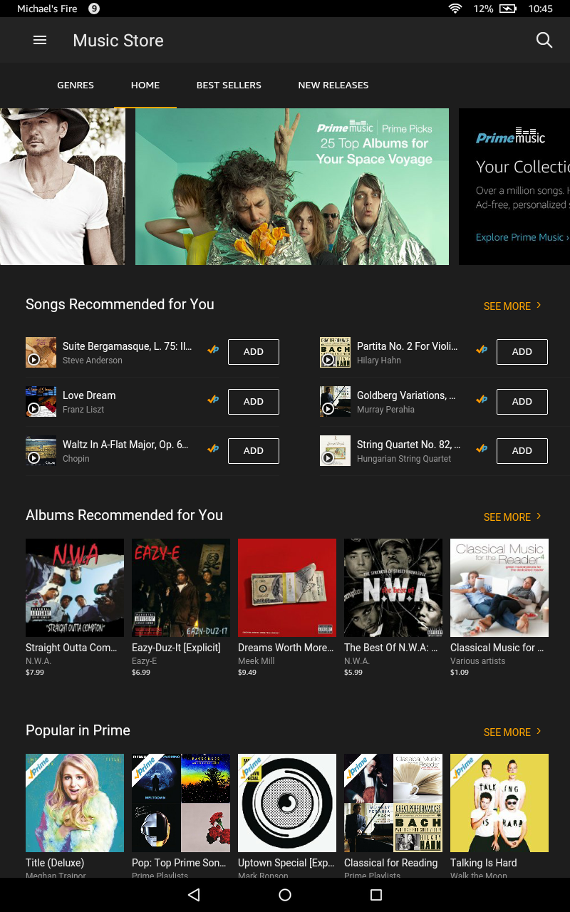 Fire Tablet: Amazon Music store