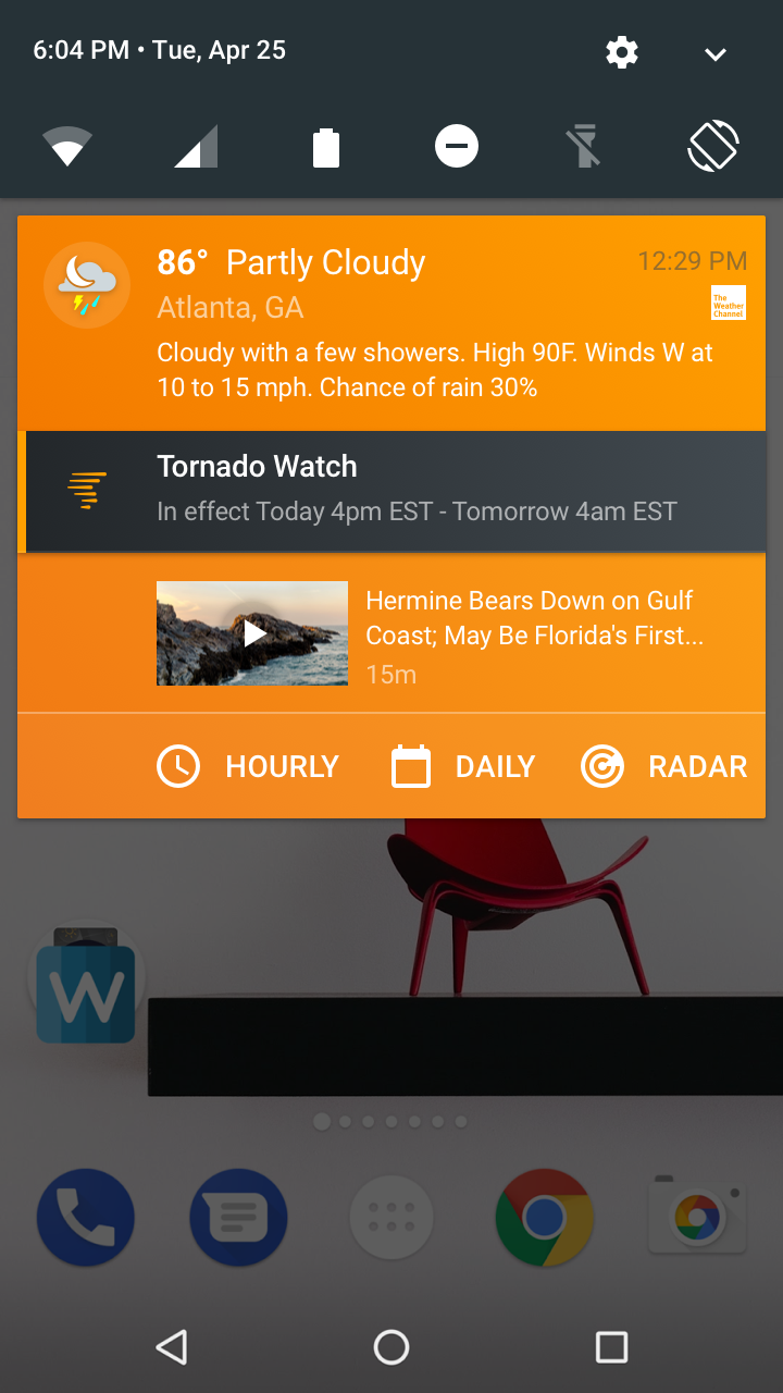 Severe weather alert notification