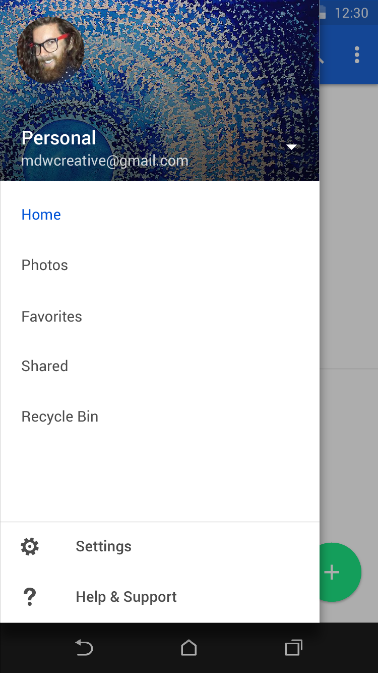OneDrive for Android L: navigation drawer