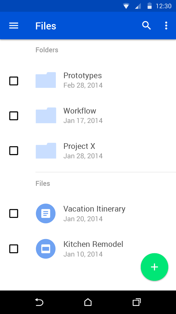 OneDrive for Android L: Material file list